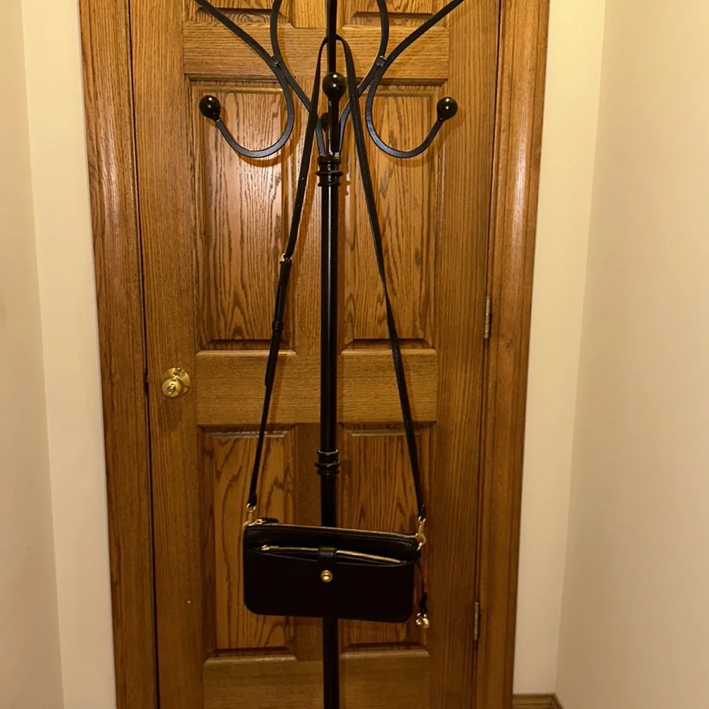 Coach Pebbled Leather Black Crossbody Wristlet - Picture 9 of 14